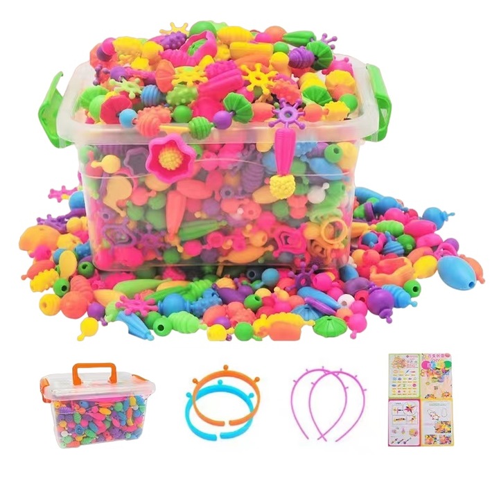Set margele pentru bijuterii DIY, ABS, 3 ani+, Multicolor