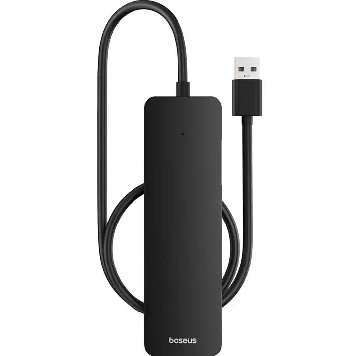 Hub Baseus UltraJoy 4-in-1 Lite, USB-A la 4xUSB-A 3.0, 5Gbps, cu cablu de 50cm, Negru