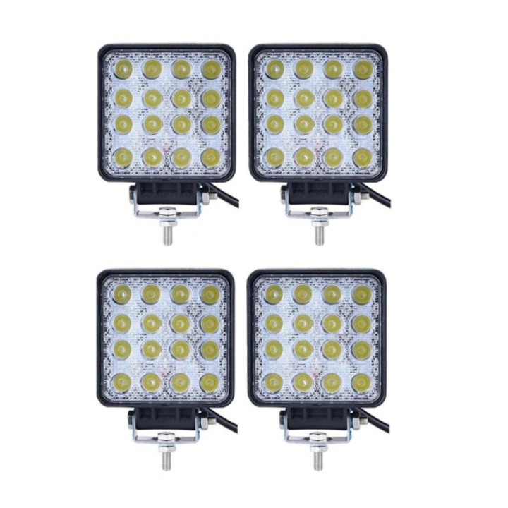 Комплект 4 х LED прожектор 48W автомобилен офроуд 16 LED, 12-24V, BZRSH