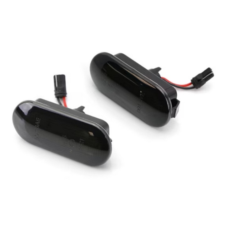 Set 2 semnalizari auto dinamice BZRSH®, pentru aripa, LED modul secvential, compatibile cu VW Golf 3, 4, Bora, Caddy, Passat B5.5, Sharan, Polo, Lupo, Transporter, Beetle, model fumuriu