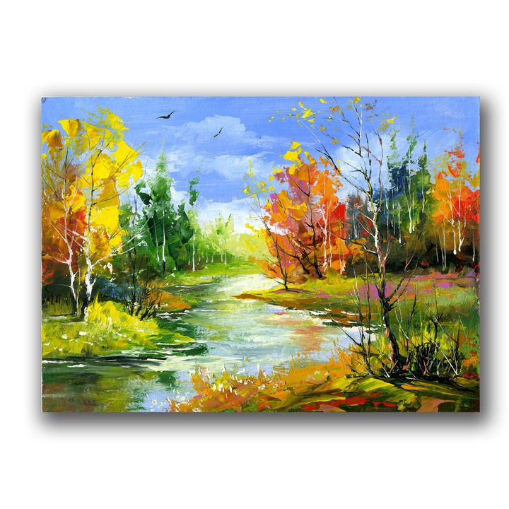 Картина на платно, LuxCanva® B1115XO, красотата на природата, 50 X 70 CM, 100% памучно платно 400g/m2, дървена рамка, природа, спалня, гора, всекидневна, дървета, живи цветове