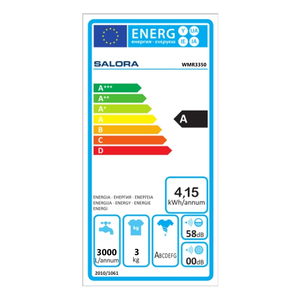Masina de spalat rufe Salora, cu incarcate verticala, 3 kg, ideala pentru spatii mici/ camine de studenti/ rulota, consum redus, 350 rpm, timer, compacta, usor de folosit, alb