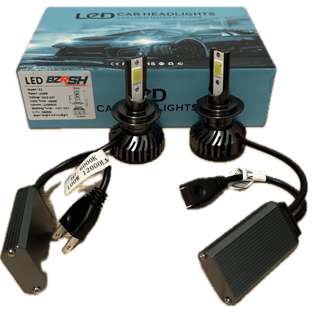 Set 2 becuri LED H7 Canbus, F2-COB, Putere 100 W, 12.000 lumeni, 6000 K 