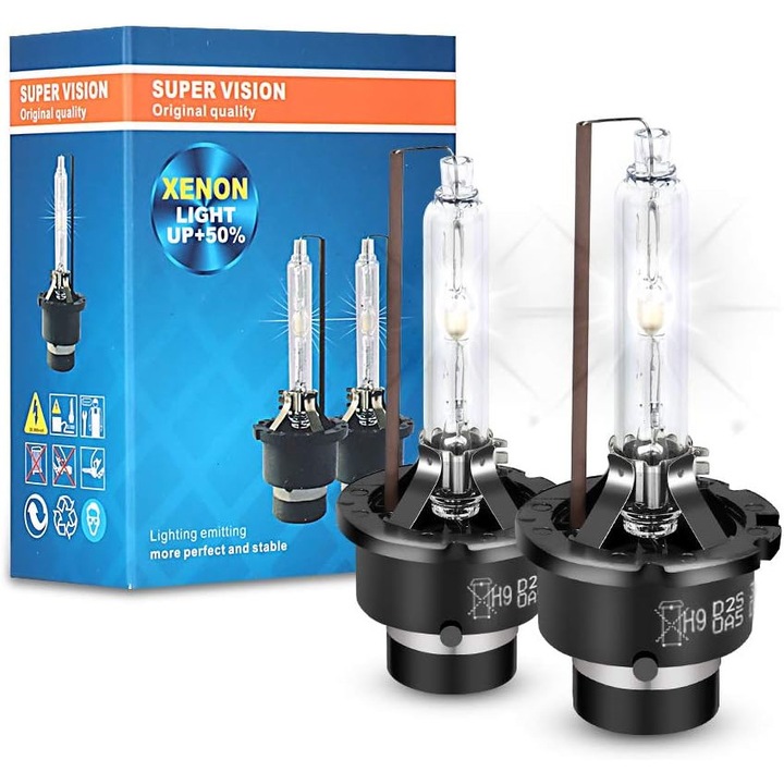 Комплект от 2 ксенонови крушки D2S/D2R, 35W, HID, 6000k, за автомобилни фарове, +200%, SONORH®
