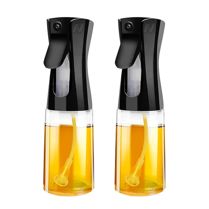 Set 2 pulverizatoare pentru Ulei sau alte lichide Aurov®, multifunctional, capacitatea 230 ml, Material Sticla si PVC, Negru
