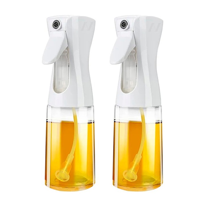 Комплект от 2 пръскачки Aurov® за масло или друга течност, многофункционални, вместимост 230 ml, материал стъкло и PVC, бял