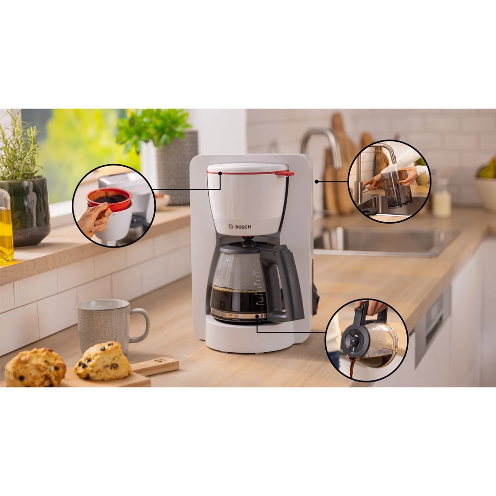 Aparat de cafea, Bosch, 1200 W, 1.4 l, Alb