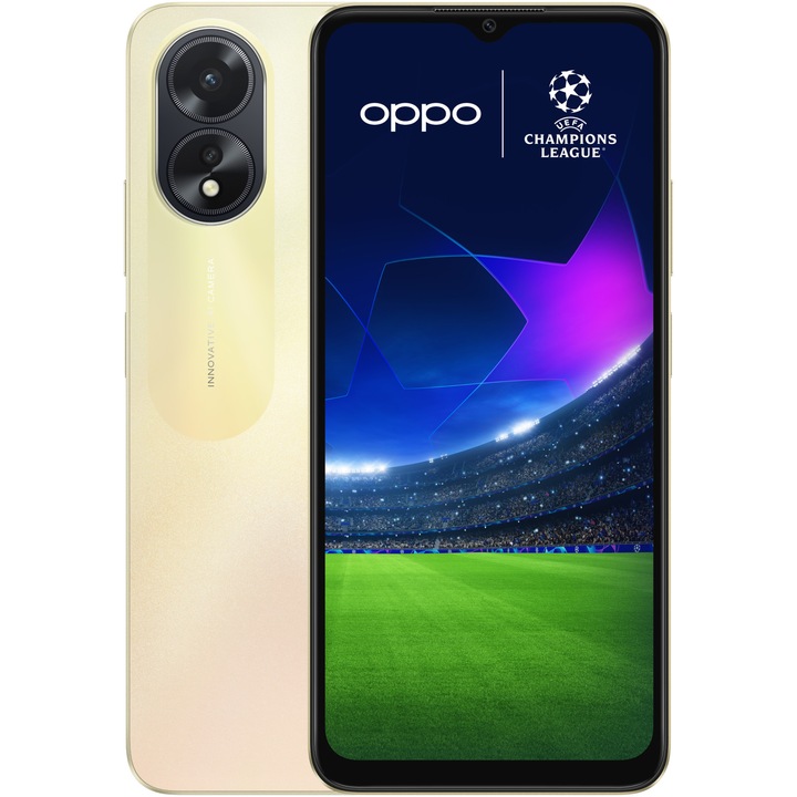 Telefon mobil OPPO A38 UEFA Champions League Edition, Dual SIM, 128GB, 4GB RAM, 4G, Glowing Gold