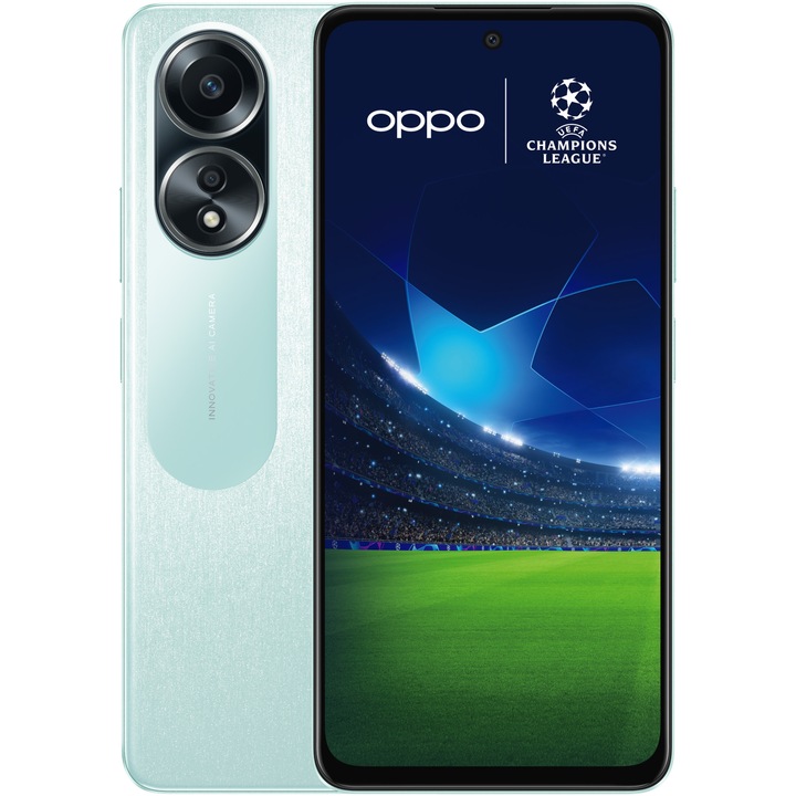 Telefon mobil OPPO A58 UEFA Champions League Edition, Dual SIM, 128GB, 6GB RAM, 4G, Dazzling Green