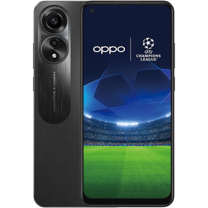Telefon mobil OPPO A78 UEFA Champions League Edition, Dual SIM, 128GB, 8GB RAM, 4G, Mist Black