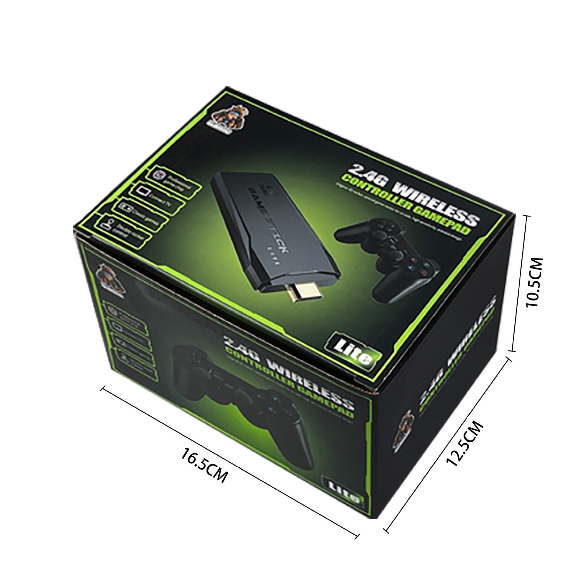 Consola Game stick cu peste 20000 de jocuri incorporate, Chigoods, 2 controlere wireless, iesire HDMI, conectare la TV/TV, cutie/PC/laptop/proiector, Negru