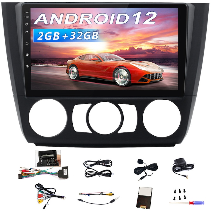 Навигация за BMW 1er E81/E82/E87/E88, AWESAFE, 2GB+32GB, 9 инча сензорен екран, Carplay, Android Auto, Bluetooth, Управление от волана, DSP