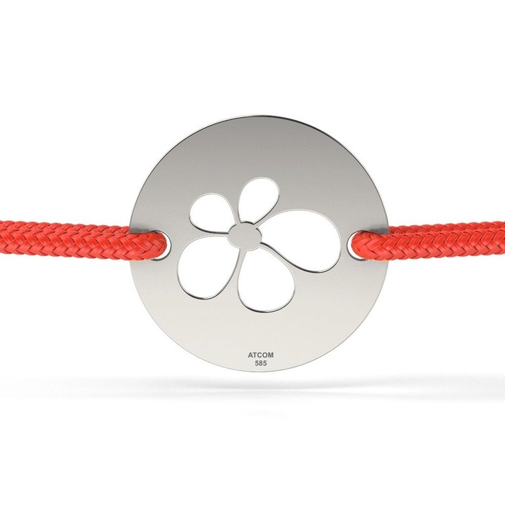 Bratara din aur alb cu snur model Petale de trandafir