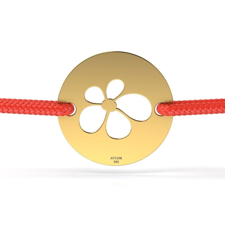 Bratara din aur galben cu snur model Petale de trandafir