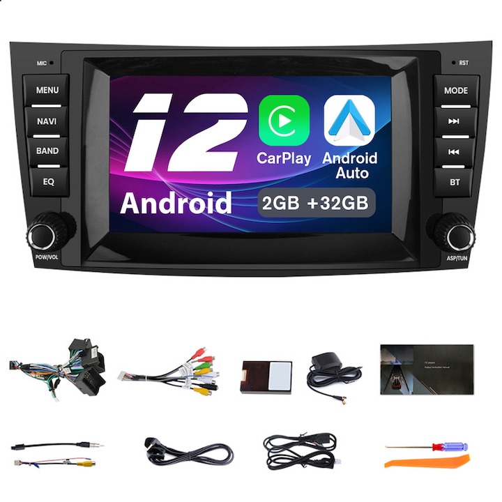 Mercedes Benz E-Class W211 W219 Навигация, AWESAFE, Android 12, 2+32G, 8 инча сензорен екран, GPS навигация, CarPlay, Android Auto, Bluetooth, WiFi