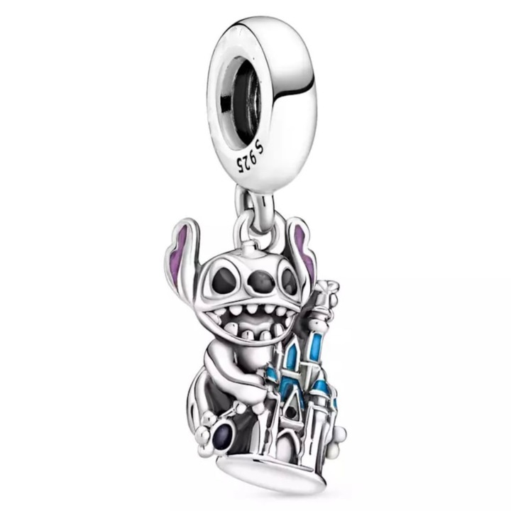 Талисман от сребро S925 Charm Stitch Castle Disney, Съвместим с Pandora