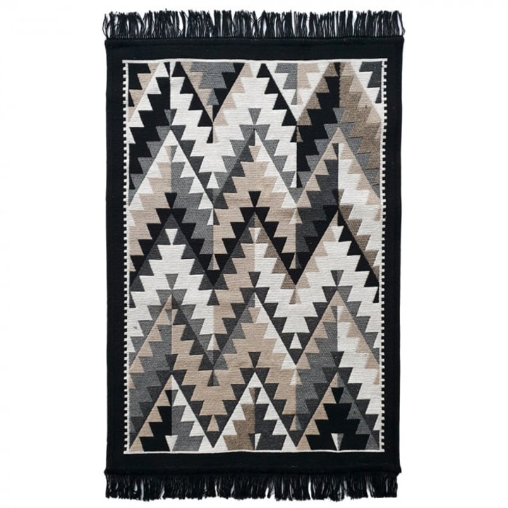 Традиционен селски килим 80х300 см Черен