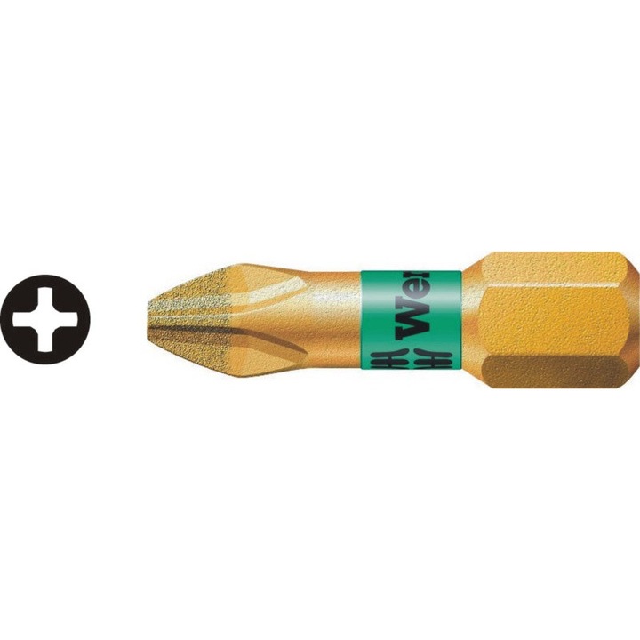 Set de biti Wera, tip 851/1 BDC PH2, 1/4", 25mm, pentru suruburi Phillips, utilizare in lemn si plastic