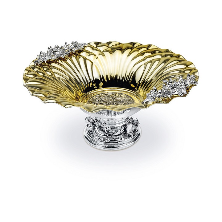 Fructiera Venus decorata cu fructe, auriu, D32cm