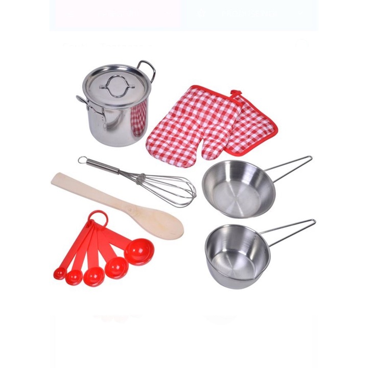 Set de vase de Bucatarie pentru copii, 9 piese