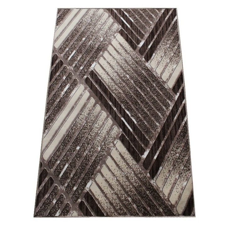 Csúszásgátló szőnyeg sötét kávé, barna bézs színű, poliészter, 150 x 230 cm