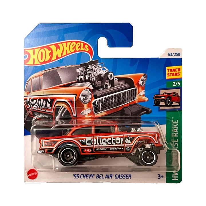 Метална кола Hot Wheels, '55 Chevy Bel Air Gasser, 1:64, цвят оранжев