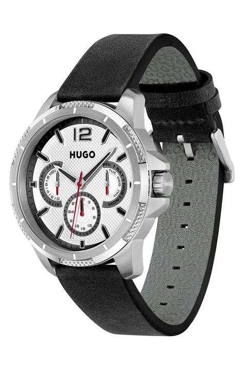 HUGO, Кварцов часовник от неръждаема стомана, Сребрист, Черен