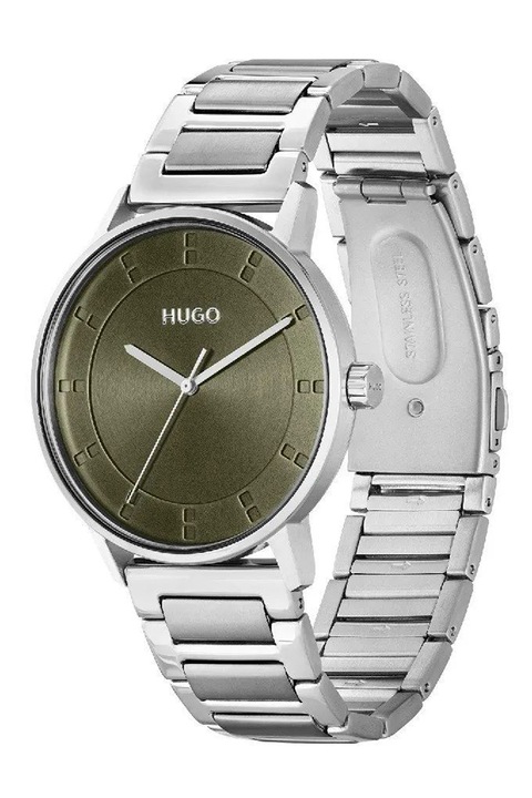 HUGO, Кварцов часовник от неръждаема стомана, Сребрист