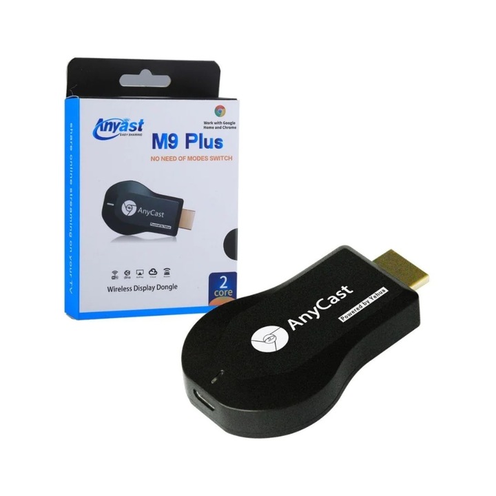 Anycast M9 Plus player media, Plastic, stick inteligent TV, Negru