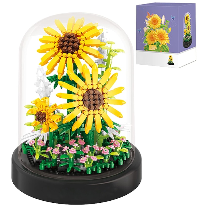 Set de constructie pentru adulti, Yefound®, Flori, 545 Piese, Galben