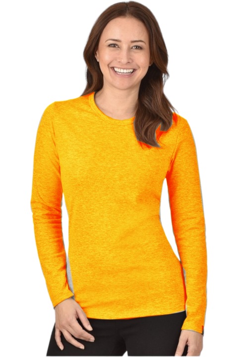 Дамска блуза StarFashion с дълъг ръкав тип чантичка с обло деколте, Жълт