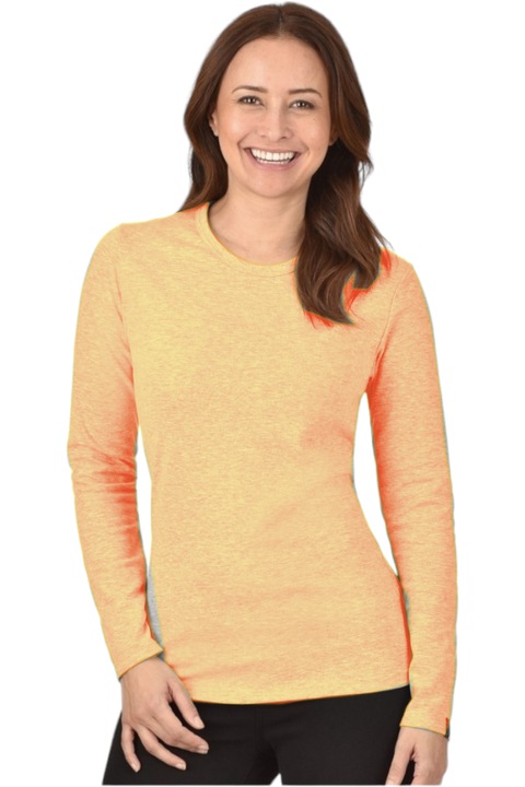 Дамска блуза StarFashion с дълъг ръкав тип чантичка с обло деколте, Бежов