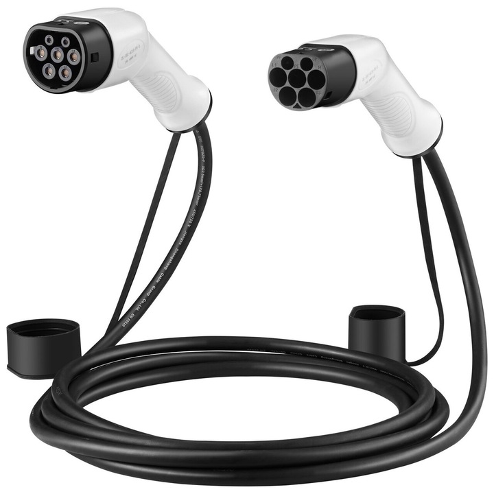 Cablu de incarcare pentru vehicule electrice, VEVOR tip 2 la tip 2, 16A, 5m, 3.6 kW, IP66