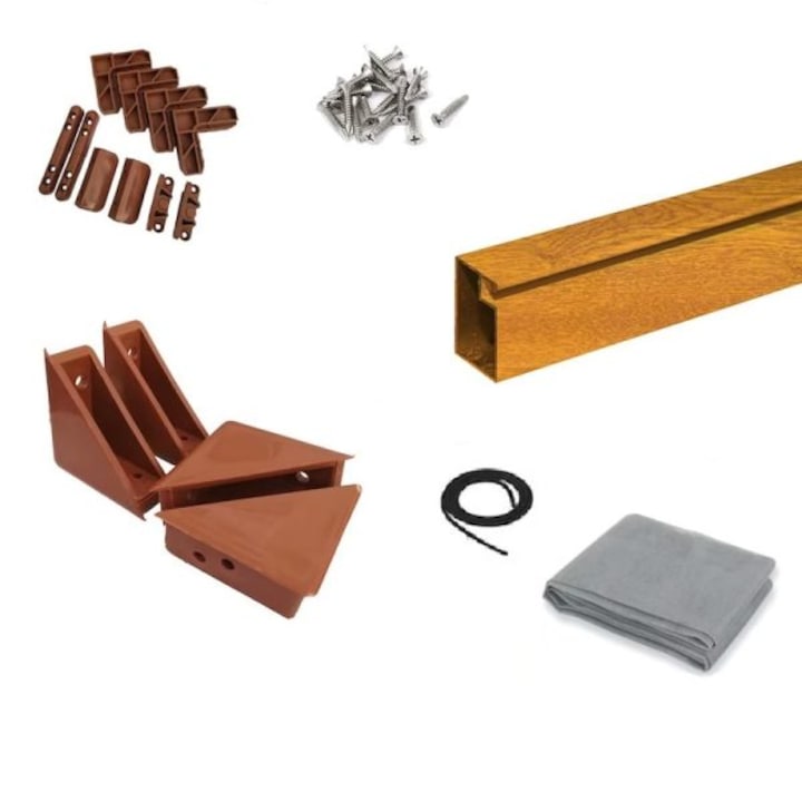 Komplett szúnyogháló készlet ajtóhoz, luxpvc, zsanérokon, 200 x 100 cm, arany tölgy RAL8003
