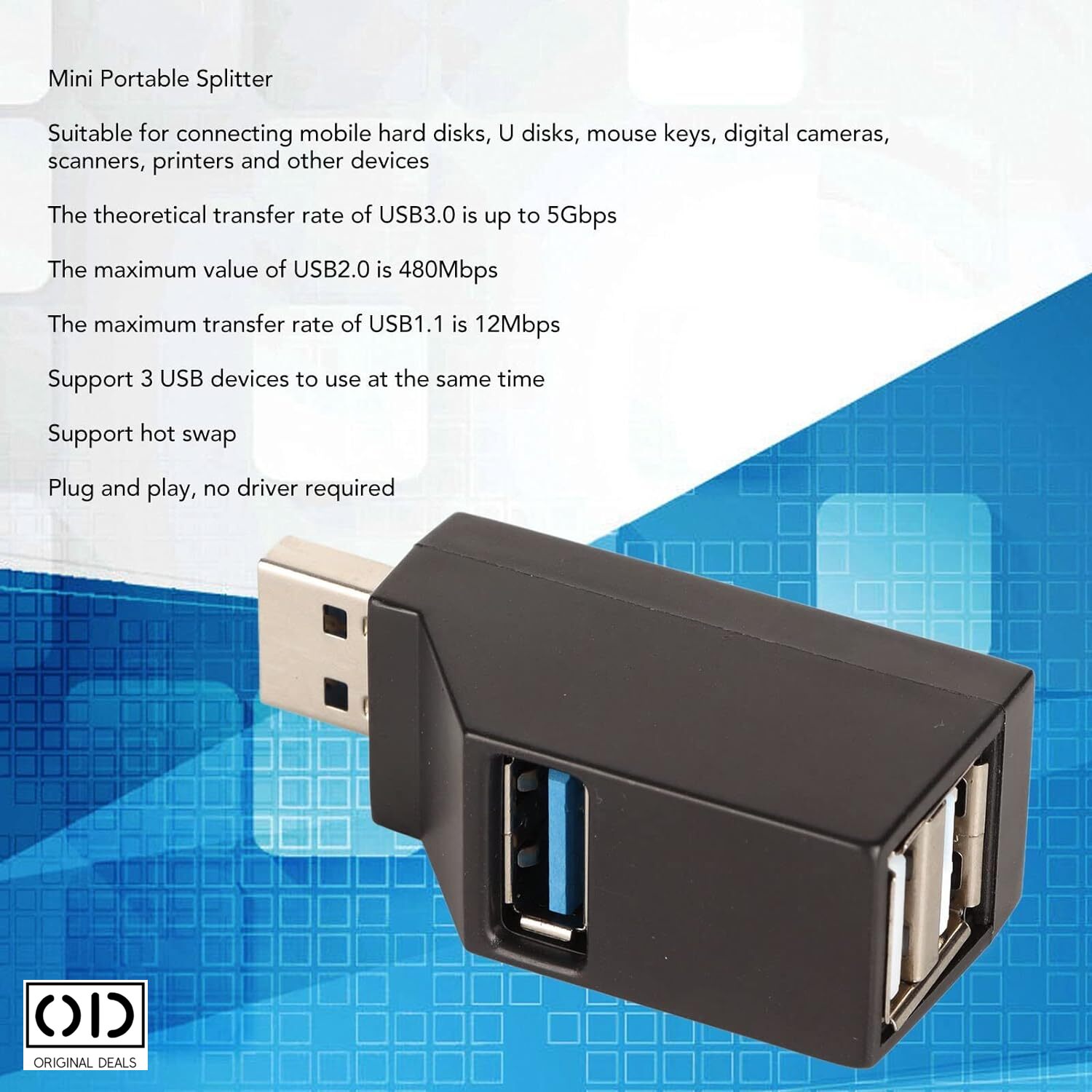 Usb хъб с 3 порта и USB Type C и USB 3.0 адаптер, 5Gbps скорост на ...