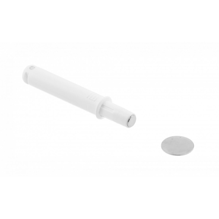 Piston TIP-ON incastrabil usa mobila, scurt, magnet, alb