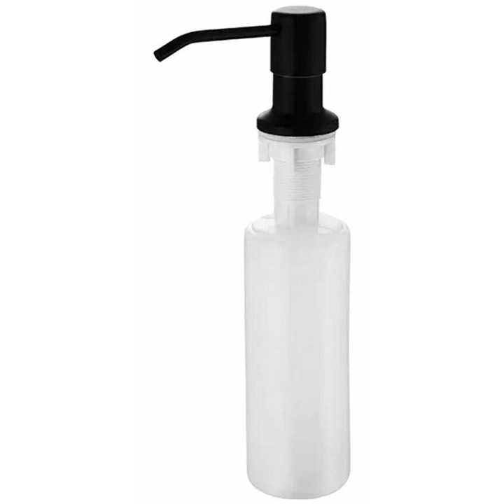 Dispenser pentru detergent lichid, Zola®, incastrabil chiuveta/blat, capacitate 300 ml, plastic, 15x5.5 cm, negru