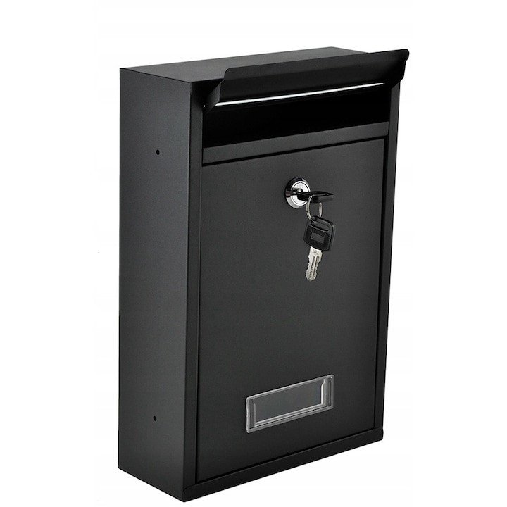 Пощенска кутия, Malatec, формат А4, поцинкована стомана, черен