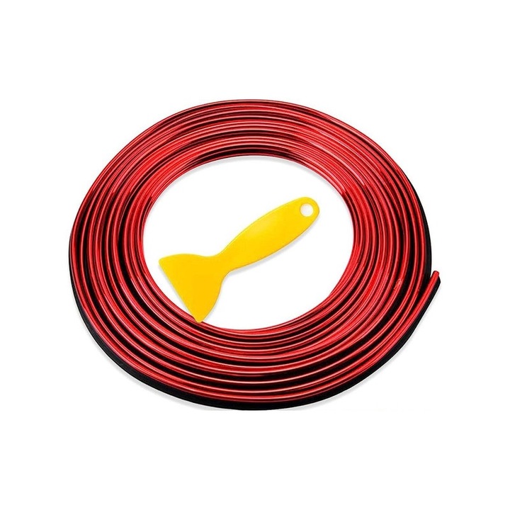 Banda decorativa auto, PVC, 5m, Accesoriu montare, Rosu
