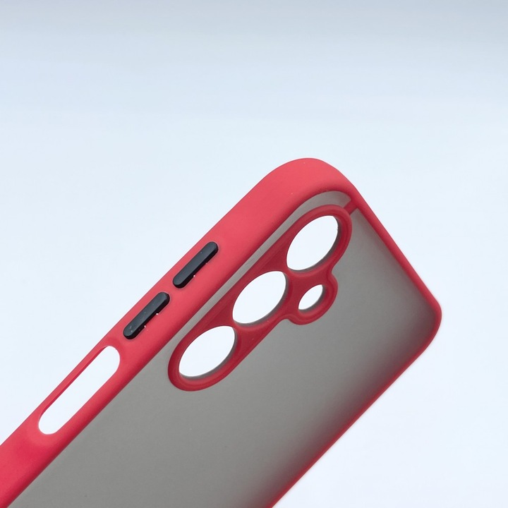 Cellect Samsung A15 4G/5G, Műanyag, Piros-fekete, Mobiltelefon tok