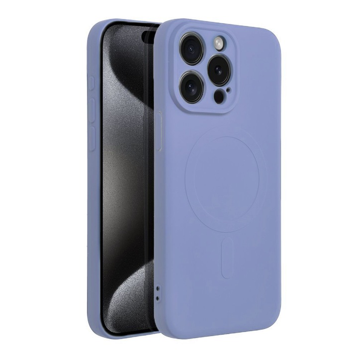 Калъф Съвместим с iPhone 15 Pro Premium Silicon Daden® MagCover, защита на камерата, Anti-Shock, лавандула