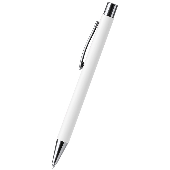 Химикалка с метален корпус, Dover, син олово, хромирани покрития, бял