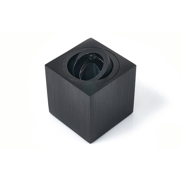 Corp de iluminat cu halogen LED Cubp, patrat montat pe suprafata, negru