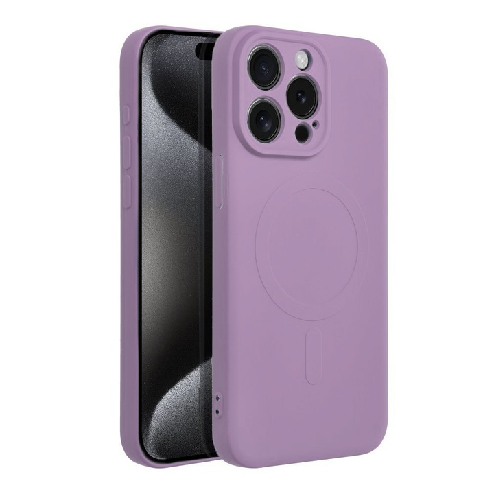 Калъф съвместим с Apple 15 Pro Premium Silicon Daden®, защита на камерата, удароустойчив, светло лилав