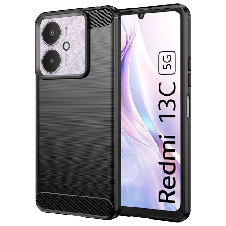Калъф за Xiaomi Redmi 13C 4G / 13C 5G / Poco M6 / C65, Techsuit Carbon Silicone, черен