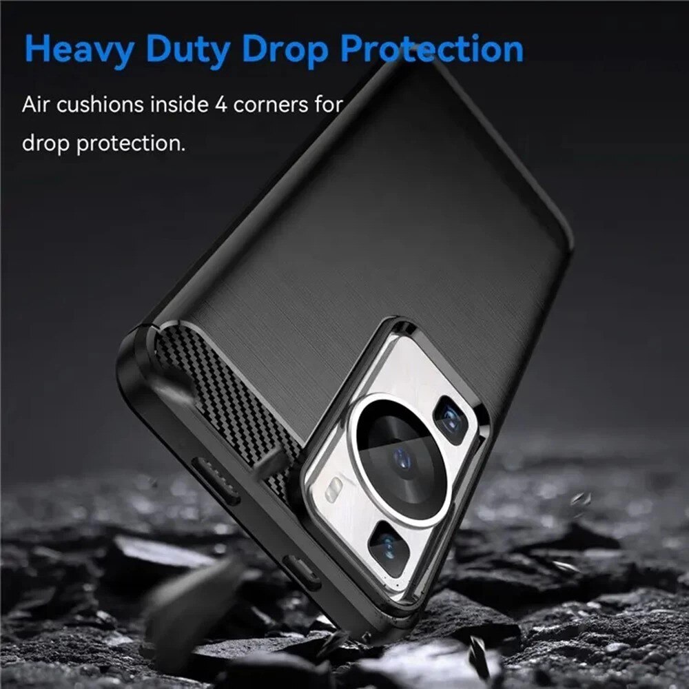 Husa Pentru Telefon Carbon, Compatibila cu Huawei P60 / P60 Pro, Armored Shockproof G-Tech, Finisaj Mat, Negru