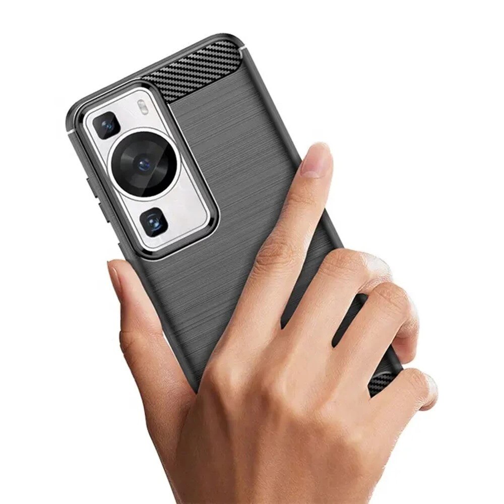 Husa Pentru Telefon Carbon, Compatibila cu Huawei P60 / P60 Pro, Armored Shockproof G-Tech, Finisaj Mat, Negru