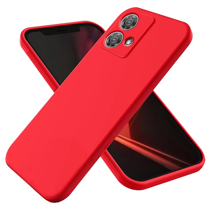 Силиконов калъф Jelly, съвместим с Motorola Edge 40 Neo, вътрешност от микрофибър, гъвкав, червен