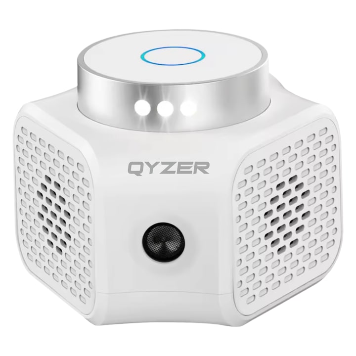 Aparat Ultrasunete Anti-Daunatori Si Anti-Soareci, Qyzer®, Rozatoare, Sobolani, Soareci, Ultrasunete Duale, Protectie 360° 120m², Frecventa 22-35/25kHz, Ultrasonic, Sigur Pentru Oameni Si Animale, 4 Moduri Functionare, Lumini Intermitente, Alb