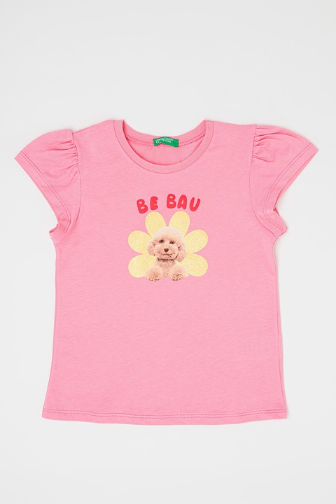 United Colors of Benetton, Mintás pamutpóló, Piros/Sárga/Rózsaszín